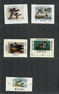 Michigan Sc#6-10 M/NH/VF, State Duck Stamps, Cv. $125