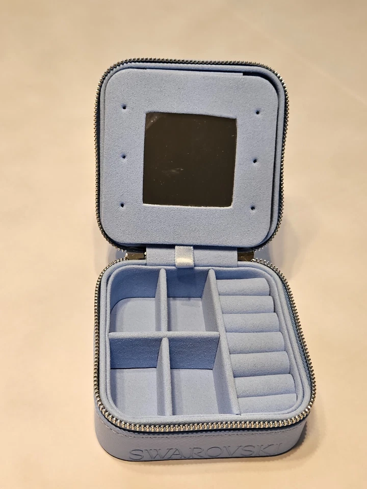 Swarovski 2023 Iconic Swan Jewelry Box With Mirror Blue Size 4"x4"x2" #5672811