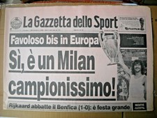 LA GAZZETTA DELLO SPORT 24 MAGGIO 1990 MILAN CAMPIONE COPPA CAMPIONI GULLIT