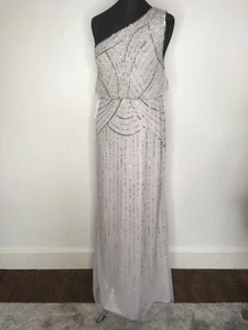 UK8 Charleston Great Gatsby 1920s Long maxi gown Lipsy beaded silver dress BNWT - Picture 1 of 5