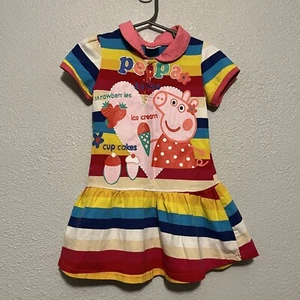 Beluer Peppa Pig Rainbow Stripe Graphic Dress Size 3-4yr. - Picture 1 of 7