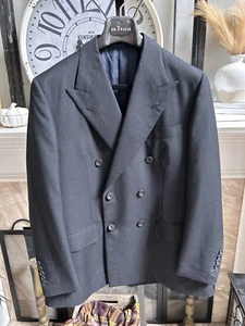 FALLAN & HARVEY Savile Row Bespoke double breasted suit jacket - black - 42L - Picture 1 of 7