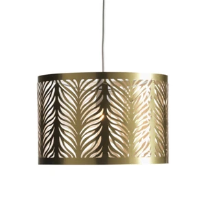 Gold Laser Cut Fern Drum Ceiling Light Shade Metallic Finish Lampshade - Picture 1 of 2