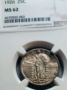 1926 P STANDING LIBERTY QUARTER NGC MS62 VERY NICE - Picture 1 of 4