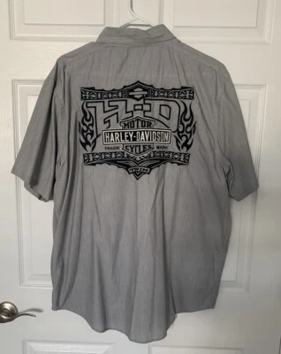 Мужская футболка Harley Davidson Performance короткий рукав в полоску серая черная большого размера - Изображение 1 из 4
