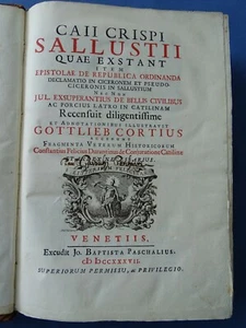 Sallustio – Quae Exstant – Venezia 1737 – Cortius – Raro – Allegorie e Indici - Picture 1 of 4