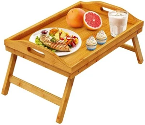 BANDEJA DESAYUNO PLEGABLE DE BAMBÚ BARNIZADO DOBLE FUNCIÓN -Envío urgente GRATIS - Imagen 1 de 6