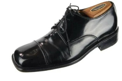 Zapatos de vestir Oxford negros A. TESTONI de cuero lacado 6,5 G INGLATERRA hechos a mano Foto 1 de 4