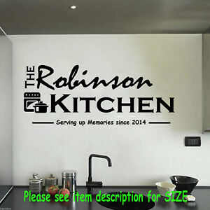Family Personalised name sticker, Kitchen wall sticker, Restaurant wall sticker