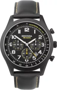 Reloj Sekonda Hombre Doble Hora con Esfera Negra y Correa Negra 30112 - Imagen 1 de 7