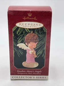 Heather Mary's Angels Series #12 Cuerno 1999 Sello Ornamento Hamilton Chad - Imagen 1 de 8