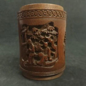 Ancient Chinese Bamboo Carved Vase Pot_ Late 19th/Early 20th Century - Bild 1 von 11