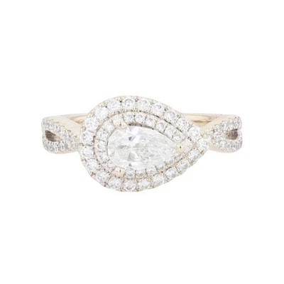Neil Lane .93ctw Pear Shaped Diamond Engagement Ring 14k White Gold Size 5.25 - Image 1 of 4