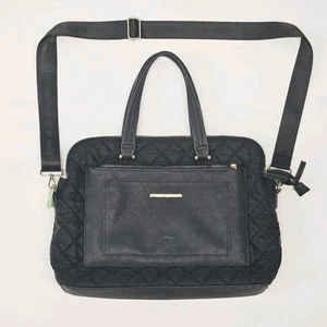 Steve Madden Reise Schultertasche Tasche Laptop schwarz mehrere Taschen Reißverschluss gesteppt - Bild 1 von 15