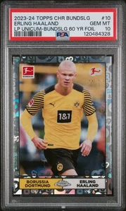 2023-24 Topps Chrome Bundesliga Erling Haaland 60 Year Foil 44/60 #LGU-10 PSA 10 - Picture 1 of 2