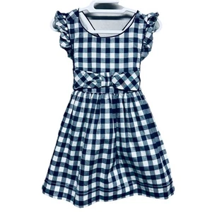 Mayoral Dress Girls Size 2 Navy Blue White Checked Bow Zip Lined Sleeveless - Picture 1 of 11