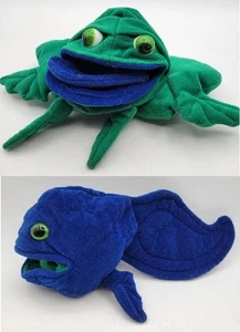 Folkmanis Folktails Tadpole Frog Reversible Plush Green Blue Vintage Stuffed - Picture 1 of 13