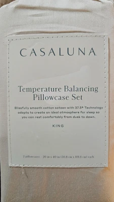 Casaluna Snowfall Ivory King Juego de Funda de Almohada Equilibrio de Temperatura Paquete de 2 Foto 1 de 3