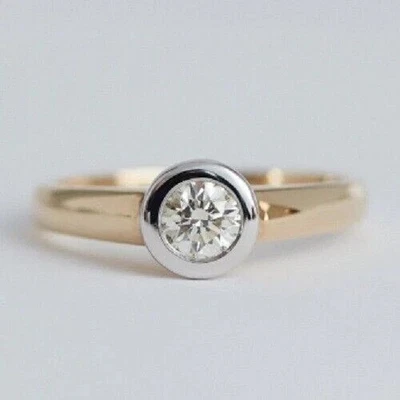 Diamond Engagement Ring 0.36Ct Round Cut Lab Created 14k Two Tone Gold Over - Image 1 of 3