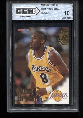 Kobe Bryant Rookie 1996-97 Hoops #281 RC Card NBA Los Angeles Lakers GEM MINT 10 - Image 1 of 2