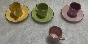 Lotto Di Espresso Apilco 4 Tazze E 3 Piattini Made In France. - Foto 1 di 5