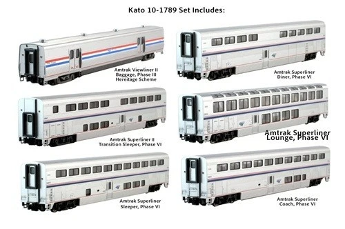 N SCALE KATO 10-1789 Amtrak Superliner Phase VI 6-Unit Bookcase Set - Image 1 of 1