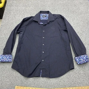 Bugatchi Mens Large Shaped Fit Long Sleeve Button Up Flip Cuff Dress Shirt - Picture 1 of 9