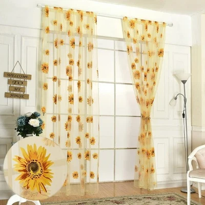 Cortinas De Girasol 79x 39 Para Sala Habitacion Elegantes Modernas 2 Paneles Se Foto 1 de 4