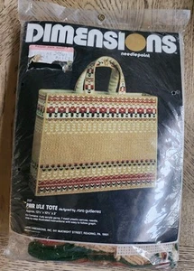 Vintage Dimensions Fair Isle Tote Needlepoint Kit Vintage 1980 Nuovo Needlepoint - Foto 1 di 4