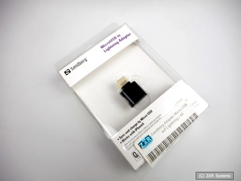 Sandberg Adapter Micro USB auf Lightning ( 440-46 ) Schwarz, für iPhone 5 NEU - Bild 1 von 1