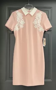 IVANKA TRUMP Light Pink White Lace Above Knee Mini Pencil Sheath Dress 4 - Picture 1 of 12