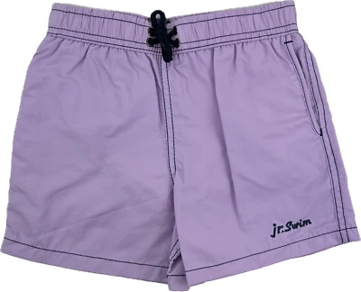 Jr. Swim Kids Purple Nylon Elastic Waist Tie Logo Swim Shorts Trunks Sz 5/6 - Image 1 of 3