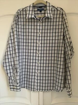 Camisa de hombre XL negra, azul claro y blanca Croft & Barrow manga larga con botones Foto 1 de 4