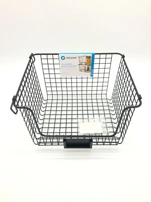 iDesign XL Cestino portaoggetti in metallo, impilabile, con maniglie, nero - Immagine 1 di 4