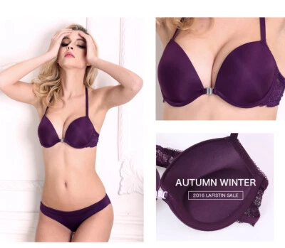 Conjunto de ropa interior con hebilla frontal para mujeres Sujetadores Copa A B Conjunto de lencería Sexy Conjunto de sujetador de encaje  Foto 1 de 4