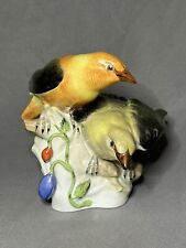 Herend Hungary Pair of 2 Yellow Hammer Birds on Branch Porcelain Figurine 5062