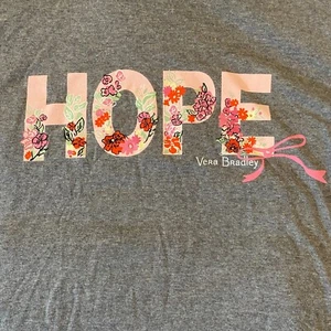 Vera Bradley Shirt Womens Medium Grey Hope Blooms Graphic Tee Long Sleeve NWT - Picture 1 of 9