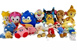 (14) Nintendo Sega Pokemon Pikachu Sonic Hedgehog Animal Crossing Mario Plush - Picture 1 of 21