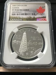 2005 NGC Graded Canadian; Alberta & Saskatchewan Set to 2 $5**PF-69/70 UC** Bx2 - Picture 1 of 12
