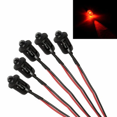 SWITCH ELECTRONICS 5x Red Flashing Pre Wired 5mm LED + Bezel Holder Light Lamp 12V