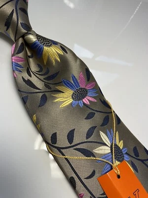 NUEVO CON ETIQUETAS VERSO 9 MULTICOLOR ESTILO FLORAL ESTAMPADO SEDA DISEÑOS CORBATA Y PAÑUELO Foto 1 de 4