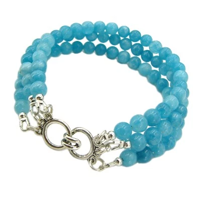 BAILYSBEADS edles Larimar-Armband Armkettchen Bracelet Dreireihig T2r5 - Bild 1 von 3