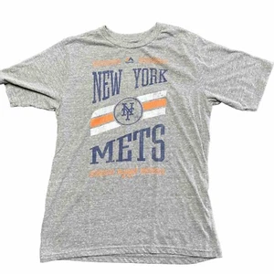 New York Mets T-shirt MLB Grey Majestic Kids Top Youth XL - Picture 1 of 6