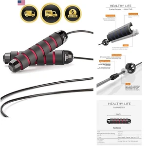 Jump Rope with Ball Bearings Speed Adjustable Exercise Rope for Fitness Gym - Picture 1 of 8