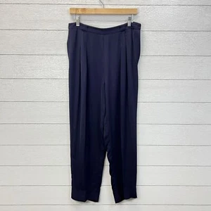 Z Spoke Zac Posen 100% Silk Pleated Trousers Dress Pants Navy Size 6 - Picture 1 of 11