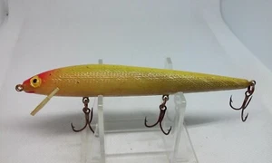 Vintage Rebel Minnow Floater Clown Giallo/Rosso 4 1/2" Jerkbait/Stickbait Esca da Pesca - Foto 1 di 7
