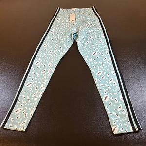 Adidas 3-Stripe Leggings Animal Print Athletic Activewear Blue Womens Small NWT - Picture 1 of 12