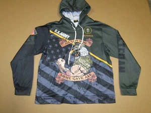 MENS ADULT SZ L/XL CUSTOM GRAPHIC LITEWEIGHT HOODIE FULL ZIP JACKET US ARMY - Picture 1 of 5