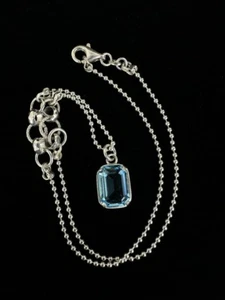 Vintage Sterlingsilber einzigartige Aqua Paste Kette Halskette 17" - Bild 1 von 9