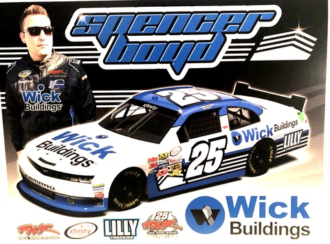 2016 RWR #25 SPENCER BOYD WICK BUILDINGS CAMARO XFINITY NASCAR POSTCARD Cover
